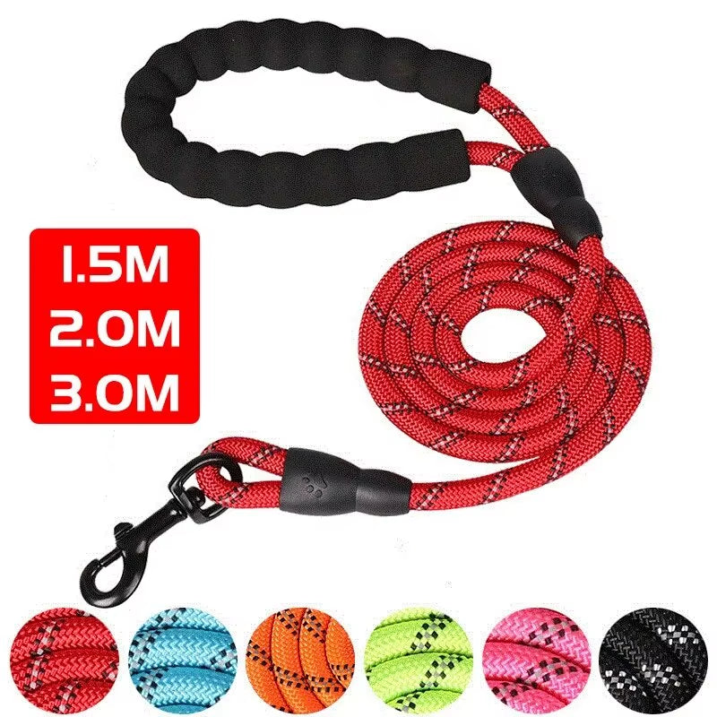 Reflective Dog Leash with Padded Handle - Heavy-Duty Double Traction Rope for Large Breeds - Enhanced Safety Features