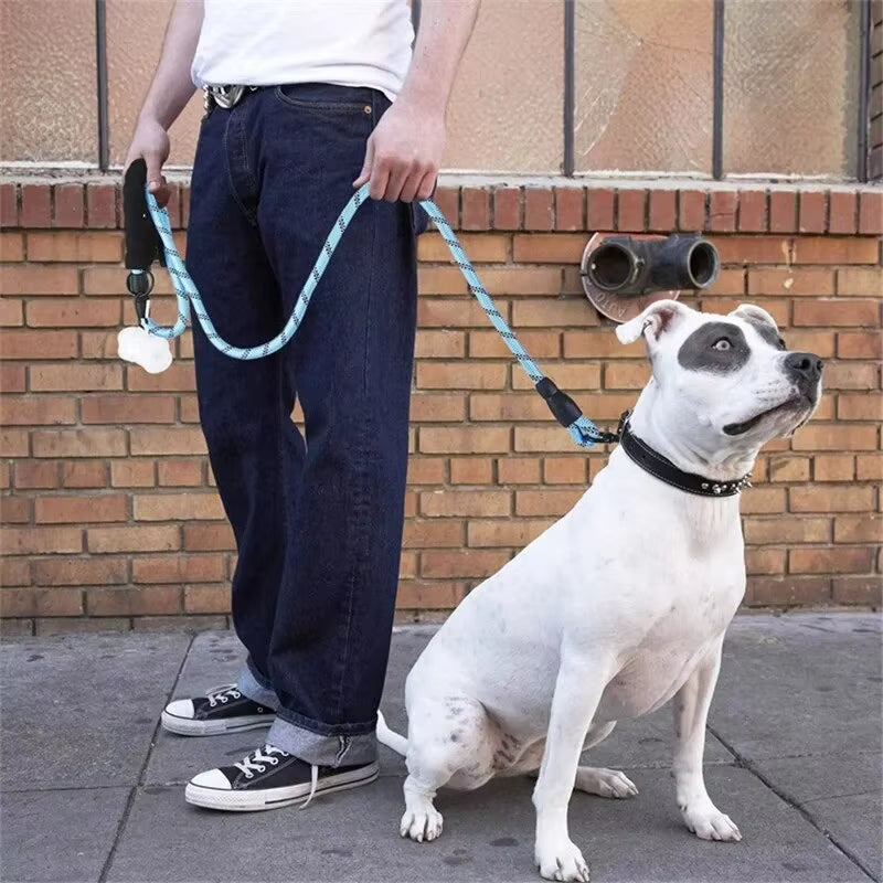 Reflective Dog Leash with Padded Handle - Heavy-Duty Double Traction Rope for Large Breeds - Enhanced Safety Features