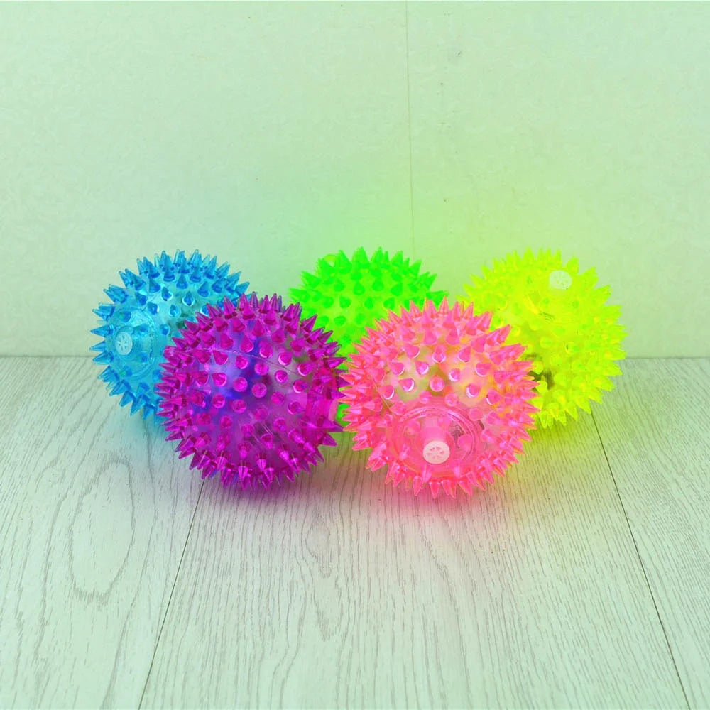 Durable Rubber Dog Spiky Chew Balls with Squeaker - Ultra Bouncy Teething Toys for Puppies and Dental Care