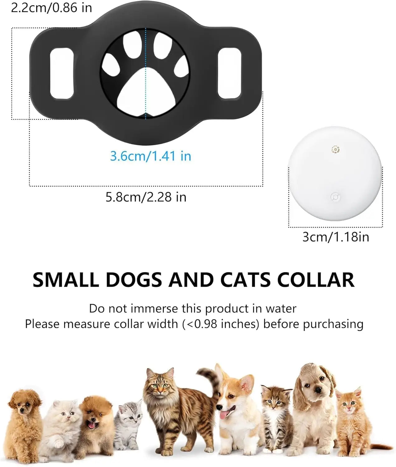 Bluetooth Tracker for Pets - Compatible with Google Find My (Android Only) - Cat Location Tracker with Holder and Collar Attachment