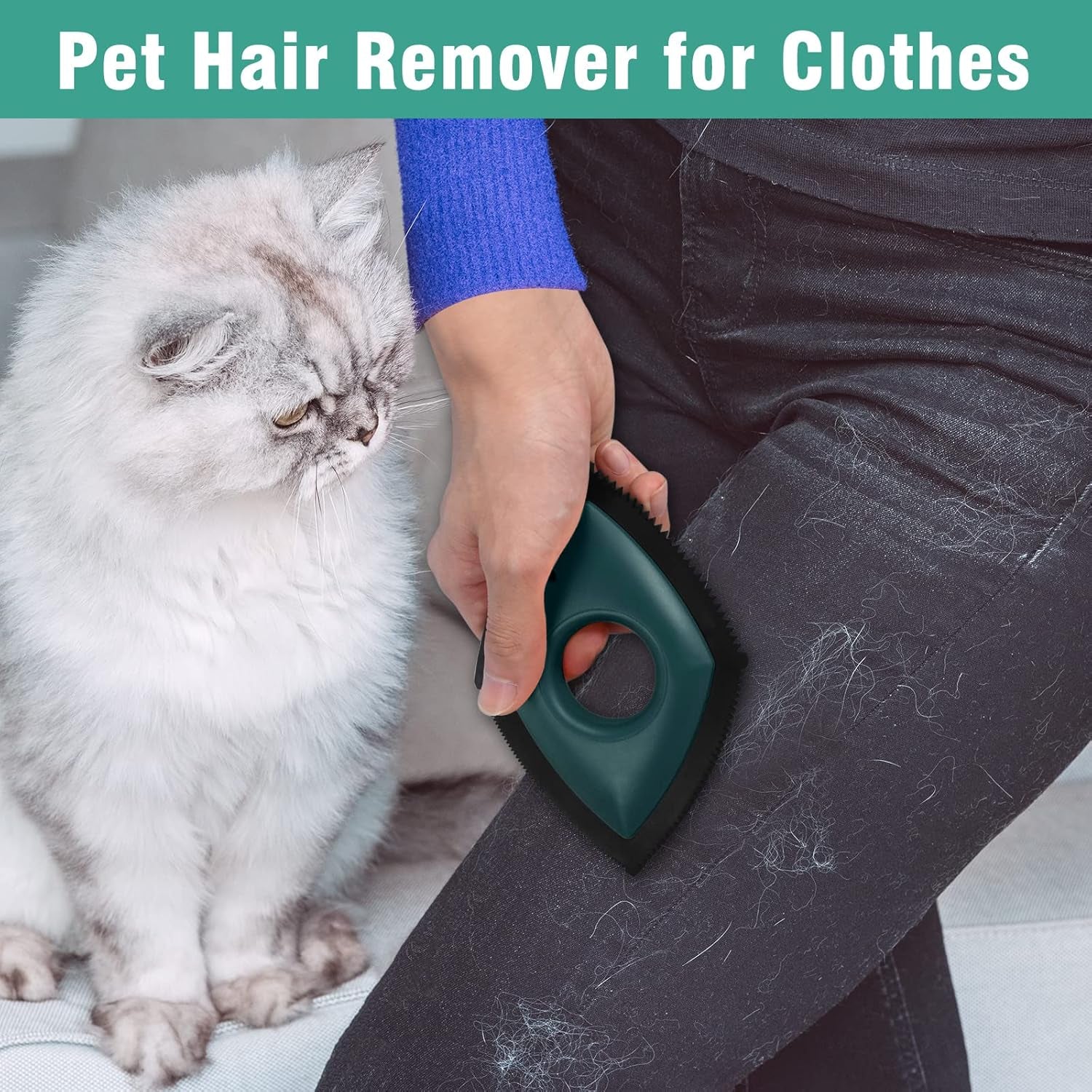 Compact Pet Hair Detailer - Efficient Remover for Upholstery, Automotive Interiors, and Fabrics - Safe, Scratch-Free Design - Palm-Sized Convenience