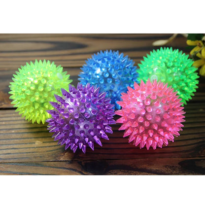 Durable Rubber Dog Spiky Chew Balls with Squeaker - Ultra Bouncy Teething Toys for Puppies and Dental Care