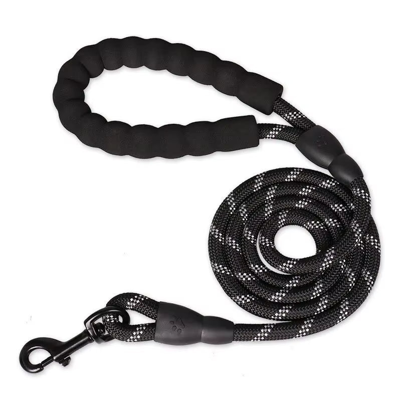 Reflective Dog Leash with Padded Handle - Heavy-Duty Double Traction Rope for Large Breeds - Enhanced Safety Features
