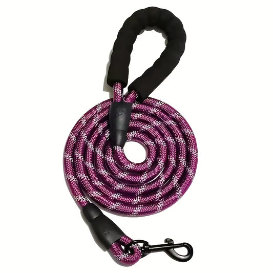 Reflective Dog Leash with Padded Handle - Heavy-Duty Double Traction Rope for Large Breeds - Enhanced Safety Features