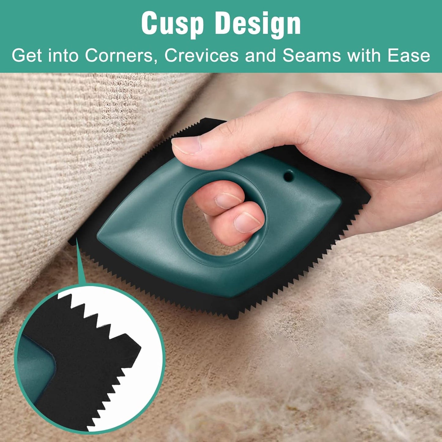 Compact Pet Hair Detailer - Efficient Remover for Upholstery, Automotive Interiors, and Fabrics - Safe, Scratch-Free Design - Palm-Sized Convenience