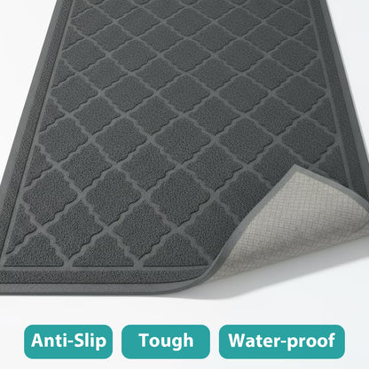Cat Litter Mat - 24" x 17" Non-Slip Waterproof Litter Trapping Mat, Gentle on Cat's Paws, Grey