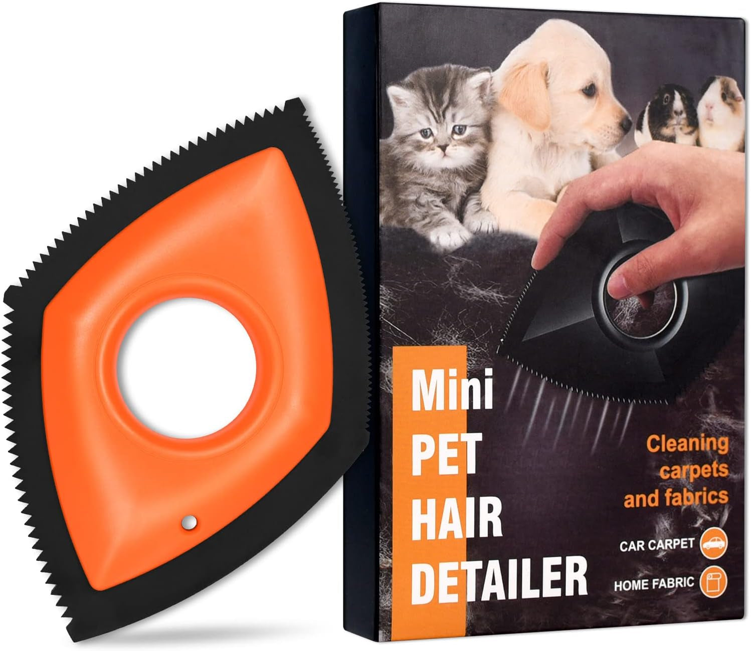 Compact Pet Hair Detailer - Efficient Remover for Upholstery, Automotive Interiors, and Fabrics - Safe, Scratch-Free Design - Palm-Sized Convenience