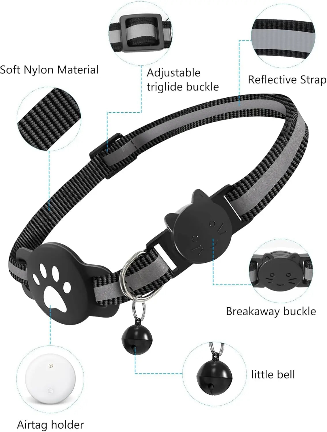 Bluetooth Tracker for Pets - Compatible with Google Find My (Android Only) - Cat Location Tracker with Holder and Collar Attachment