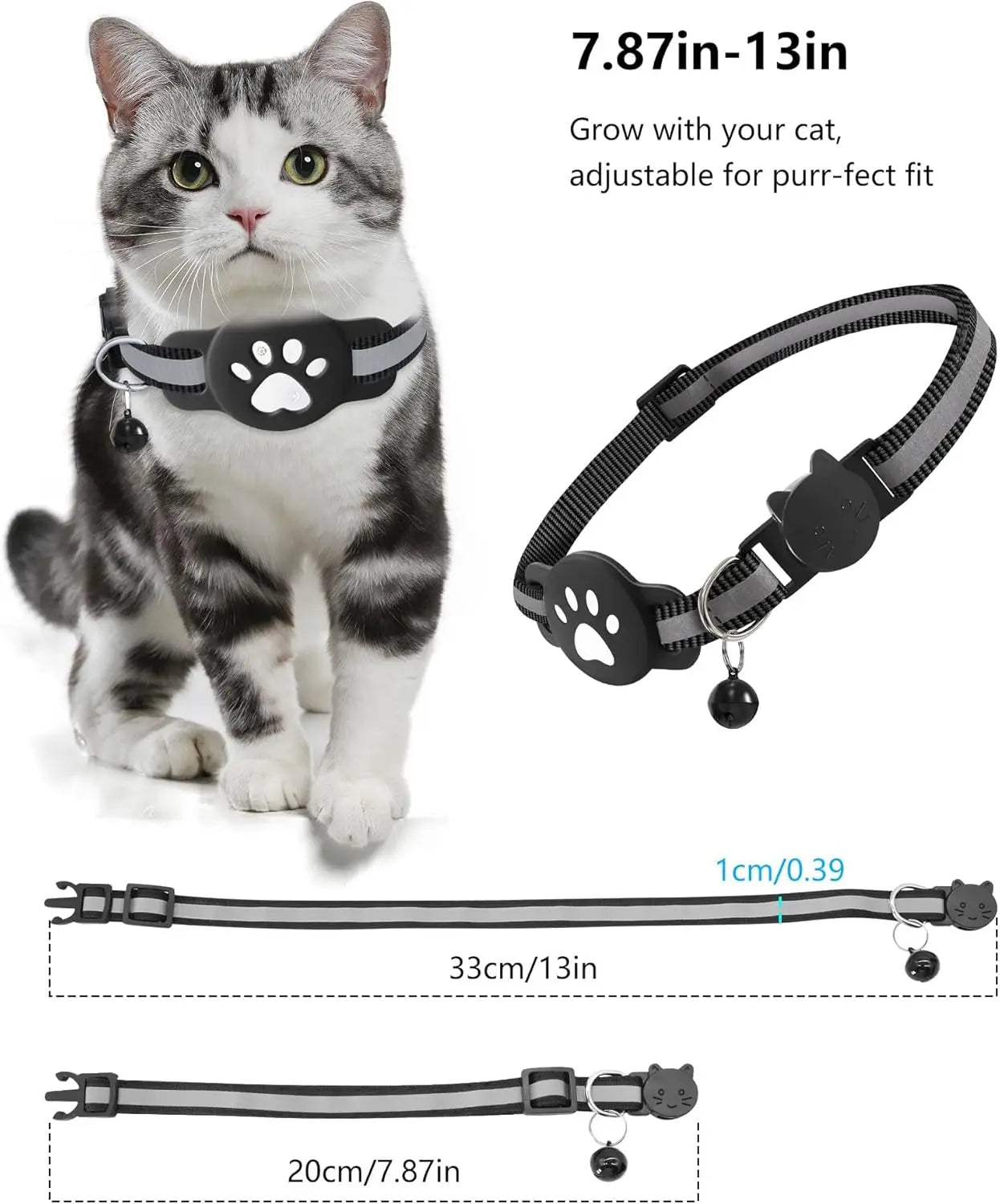 Bluetooth Tracker for Pets - Compatible with Google Find My (Android Only) - Cat Location Tracker with Holder and Collar Attachment