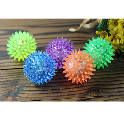 Durable Rubber Dog Spiky Chew Balls with Squeaker - Ultra Bouncy Teething Toys for Puppies and Dental Care