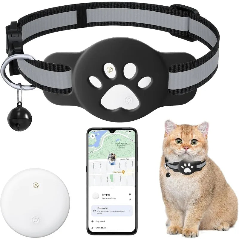 Bluetooth Tracker for Pets - Compatible with Google Find My (Android Only) - Cat Location Tracker with Holder and Collar Attachment