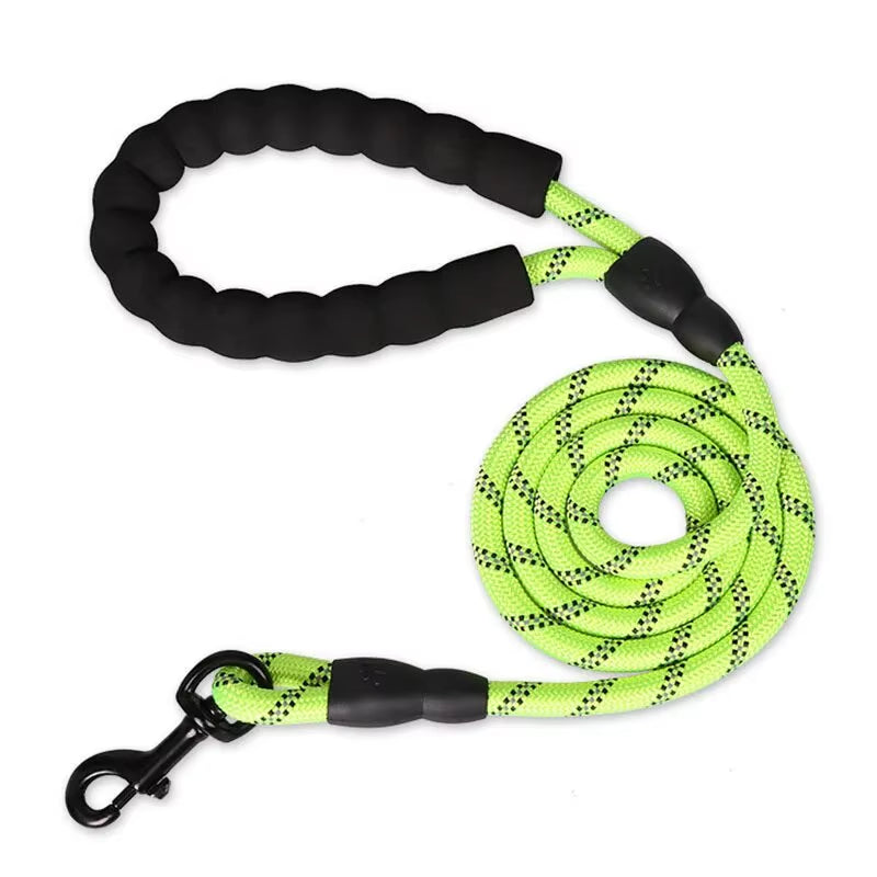 Reflective Dog Leash with Padded Handle - Heavy-Duty Double Traction Rope for Large Breeds - Enhanced Safety Features